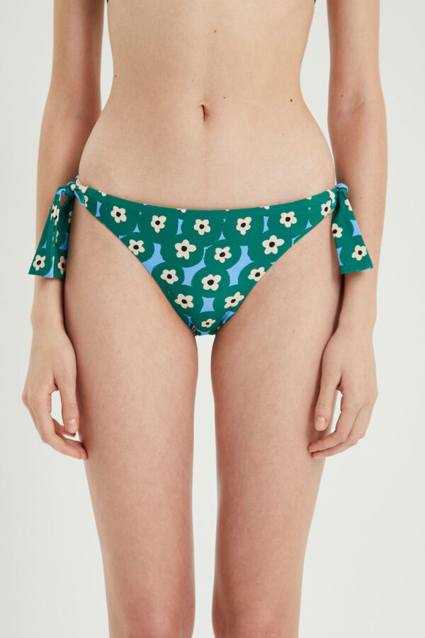 Green Floral Bikini Bottom Swimsuit Μαγιό Με Δέσιμο Compania Fantastica