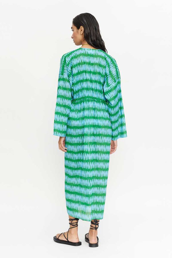 Green Striped Kimono Με Ζώνη Compania Fantastica
