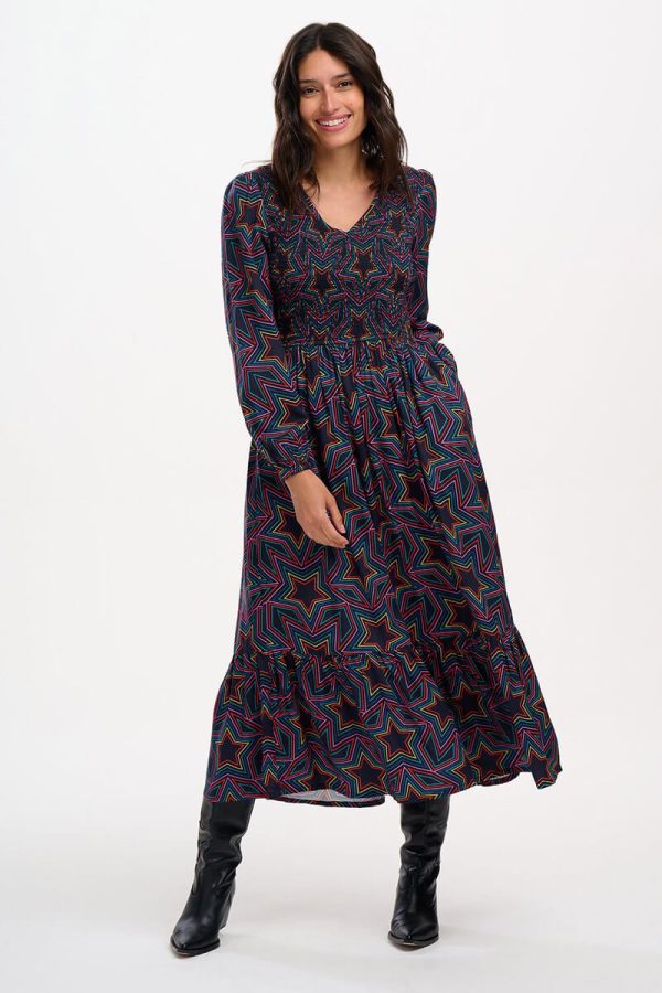 Amberley Stars Shirred Φόρεμα Midi Dress Sugarhill