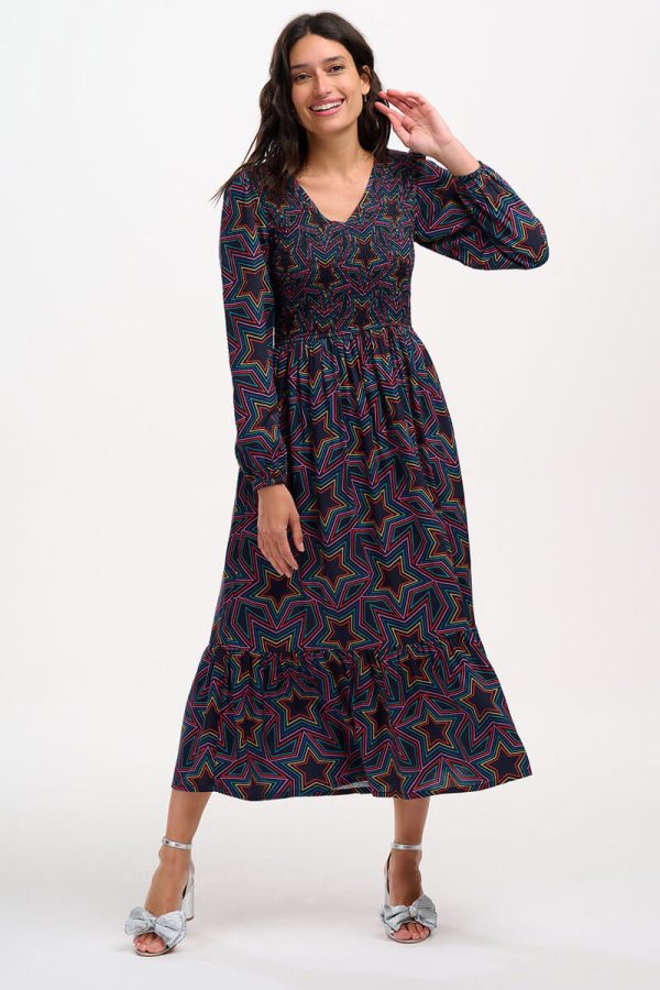 Amberley Stars Shirred Φόρεμα Midi Dress Sugarhill