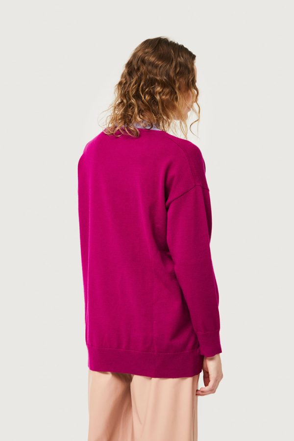 Φούξια V-Neck Sweater Πλεκτό Πουλόβερ Compania Fantastica