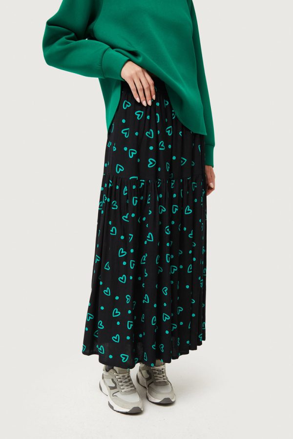 Μαύρη Green Hearts Maxi Φούστα Compania Fantastica