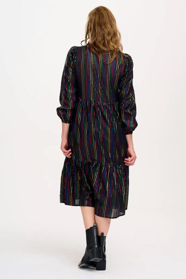 Esmeralda Shiny Striped Φόρεμα Midi Dress Sugarhill